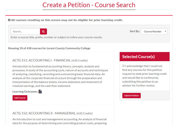 Searching for courses