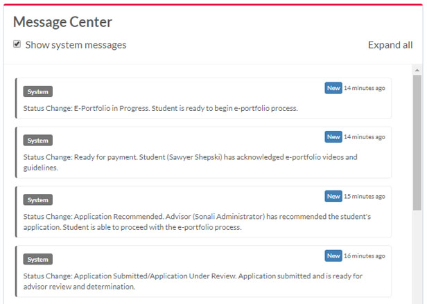 Message Center for petition